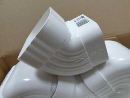 Lot of 20 Amerimax Traditional Vinyl 5.5-in White Downspout Side Elbows. Comes in open box as is