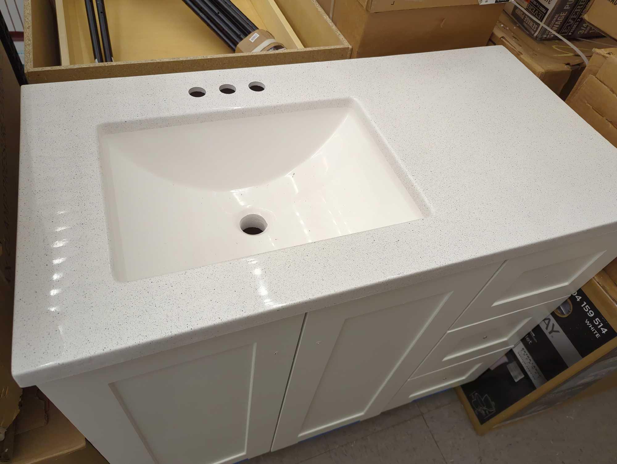 Glacier Bay Bannister 43 in. W x 19 in. D x 35 in. H Single Sink Freestanding Bath Vanity in White