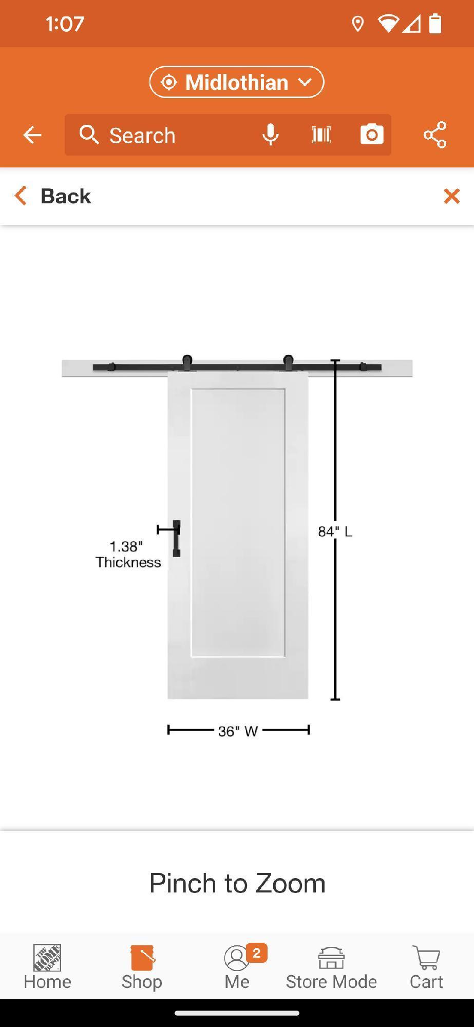 Masonite 36 in. x 84 in. No Panel Lincoln Park Primed Interior Sliding Barn Door Slab with Hardware