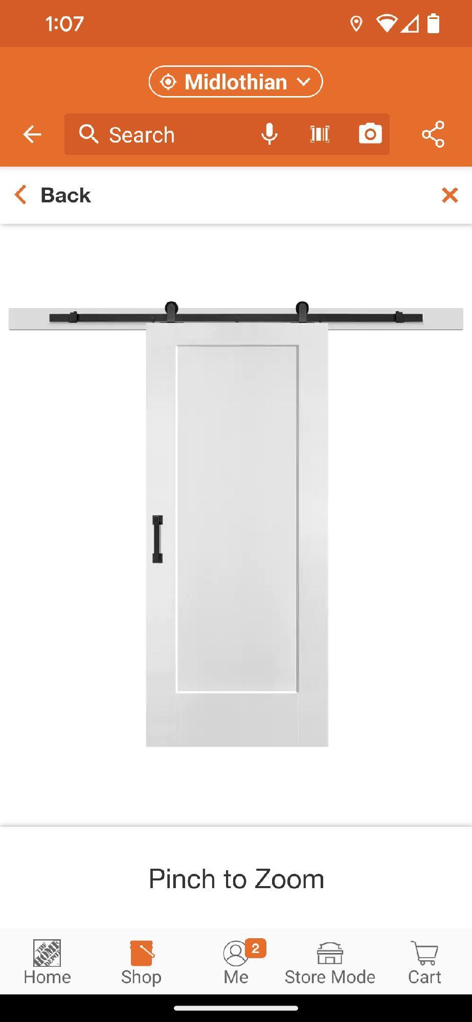 Masonite 36 in. x 84 in. No Panel Lincoln Park Primed Interior Sliding Barn Door Slab with Hardware