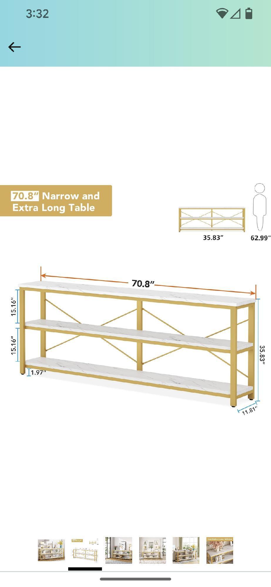 Tribesigns 71" Sofa Tables,Extra Long Couch Table, Narrow Long Console Table, Entryway Table,Sofa