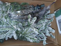 HOME ACCENTS HOLIDAY 7.5' STARRY LIGHT FRASER FIR FLOCKED LED PRE LIT TREE, OPEN BOX, UNIT APPEARS
