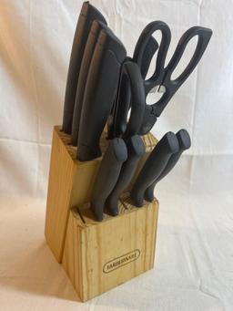 Farberware knife set with wooden block
