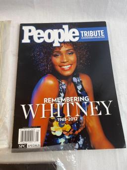 Lot of ephemera including magazines, newspaper articles. Whitney Houston, Michael Jackson, Notorious