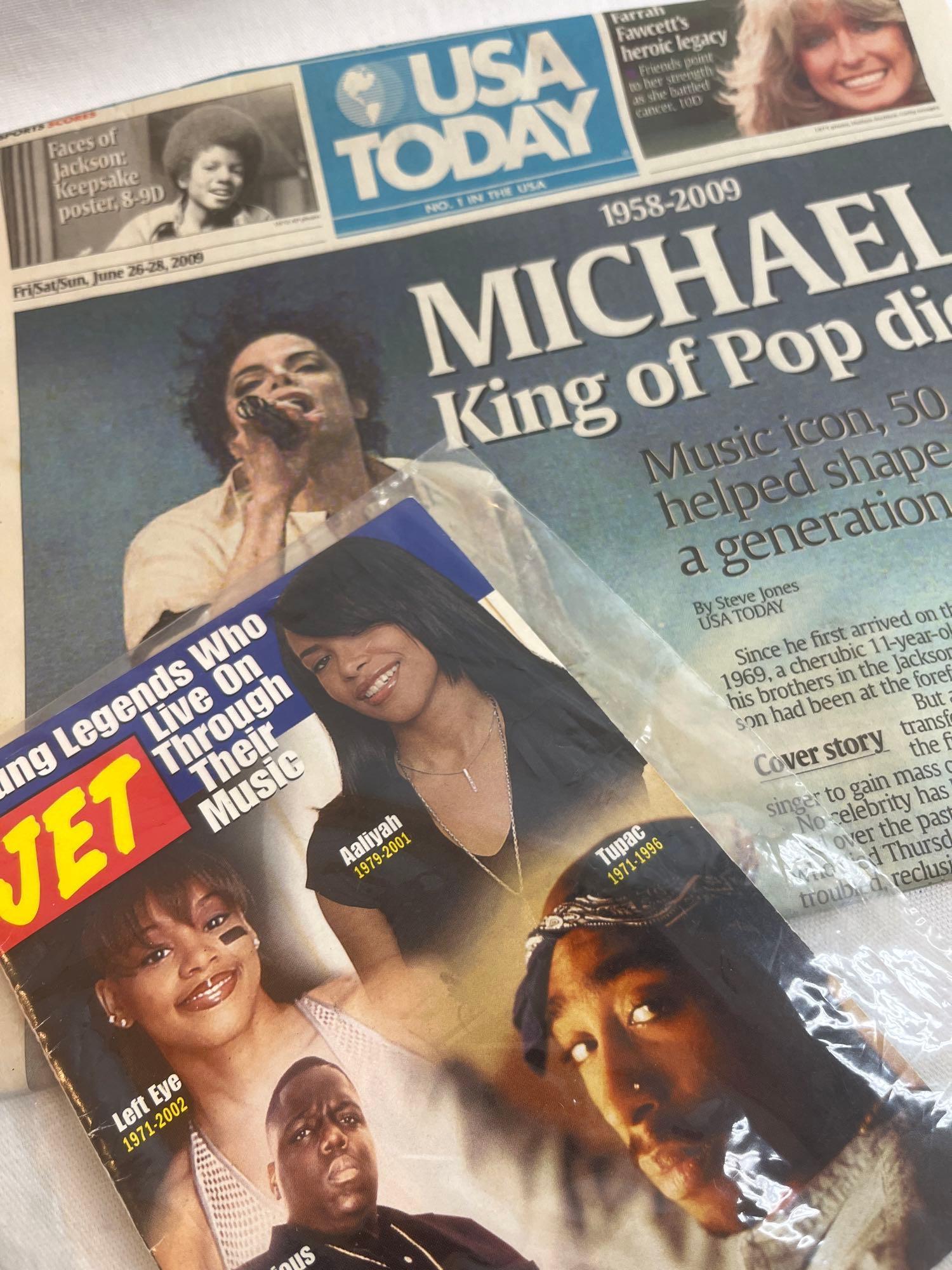 Lot of ephemera including magazines, newspaper articles. Whitney Houston, Michael Jackson, Notorious