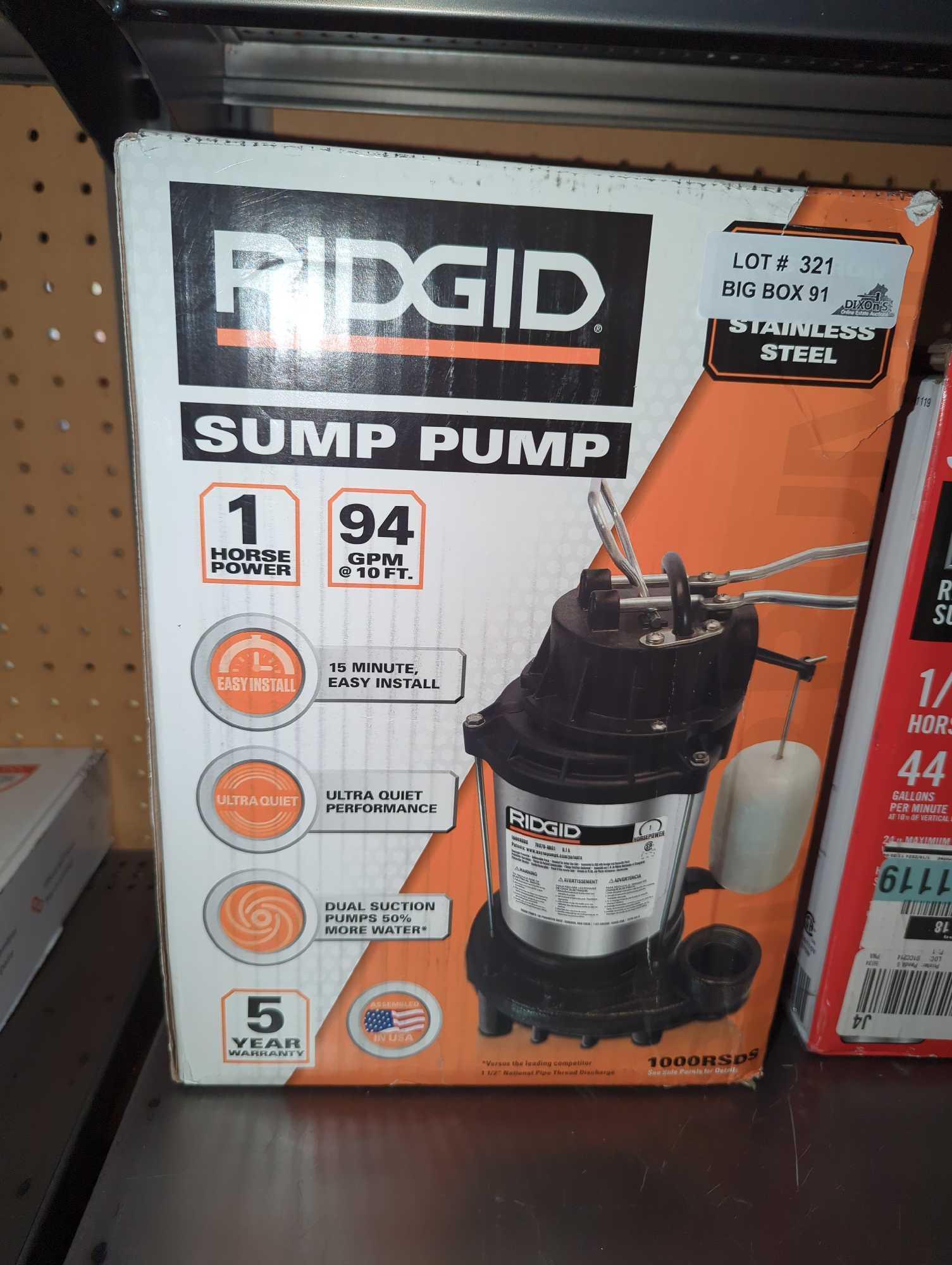 RIDGID 1 HP Stainless Steel Dual Suction Sump Pump, Retail Price $359, Appears to be Used, What You