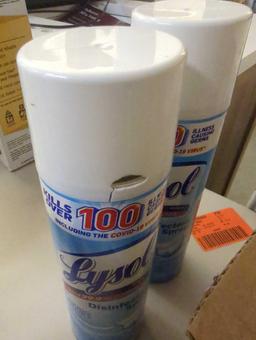 (1 Can Top Is Broken) Lot of 3 Spray Cans Of Lysol 19 oz. Crisp Linen Disinfectant Spray, Appears to