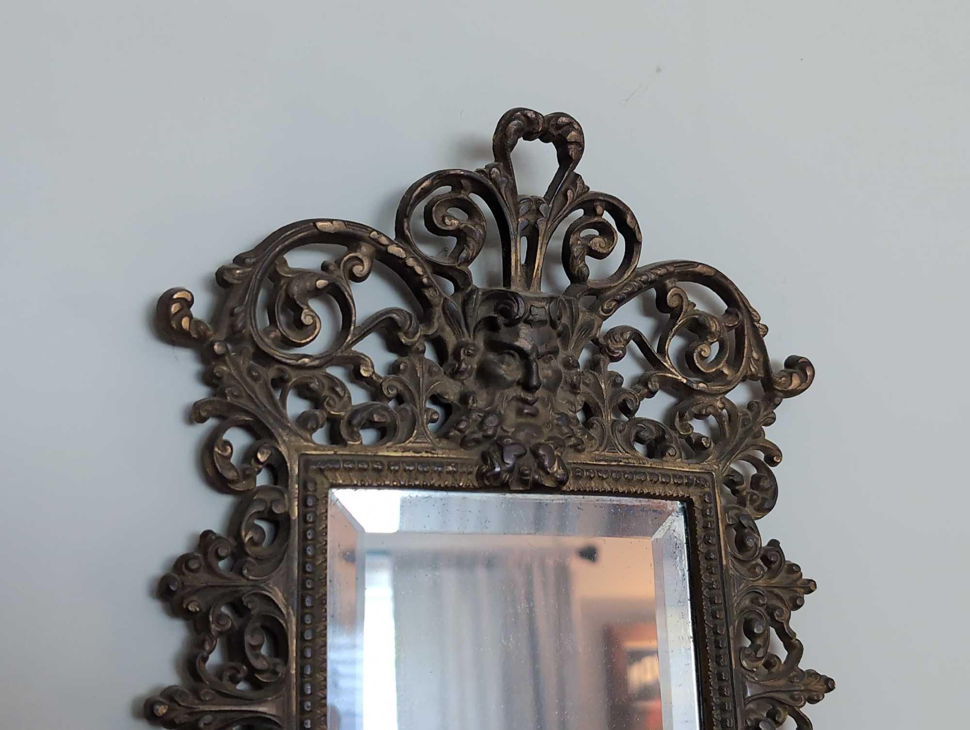 (LR) PAIR OF ORNATE RENAISSANCE REVIVAL CAST IRON BRADLEY AND HUBBARD WALL MIRRORS WITH CANDELABRAS.