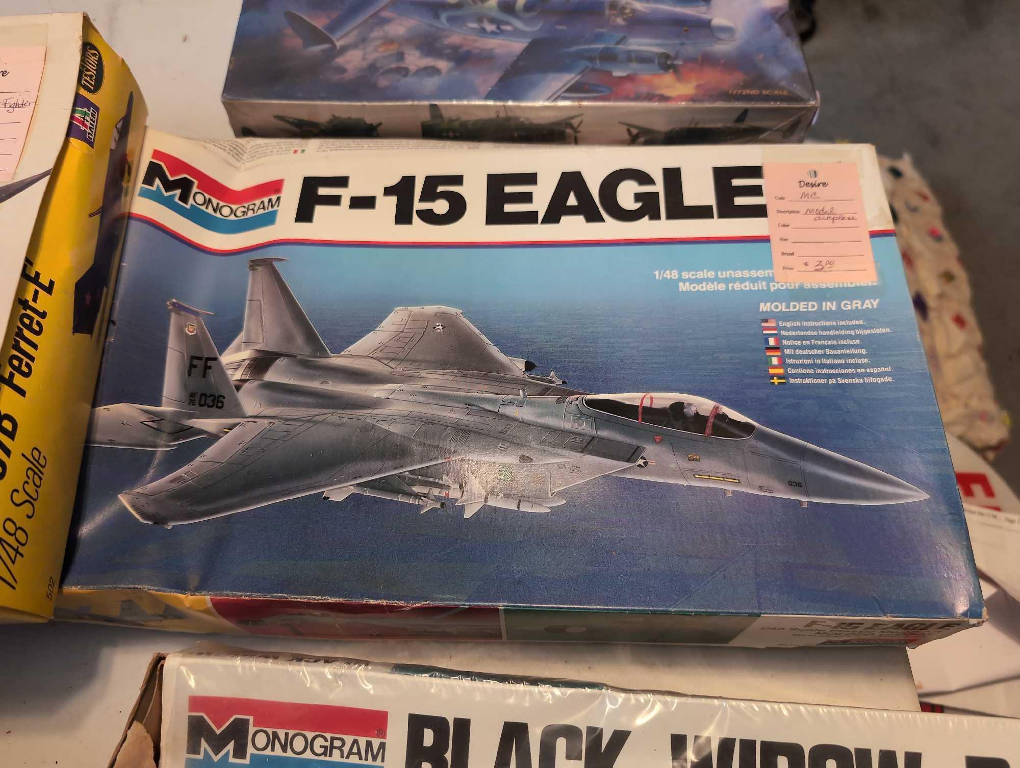 (BR2) 4 PC. MODEL PLANE SETS TO INCLUDE MIG-37B "FERRET-E" SOVIET STEALTH FIGHTER (OPENED, MAY BE