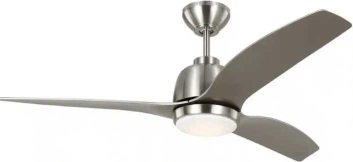 Generation Lighting Avila 54 in. Integrated LED Indoor/Outdoor Brushed Steel Ceiling Fan with Light