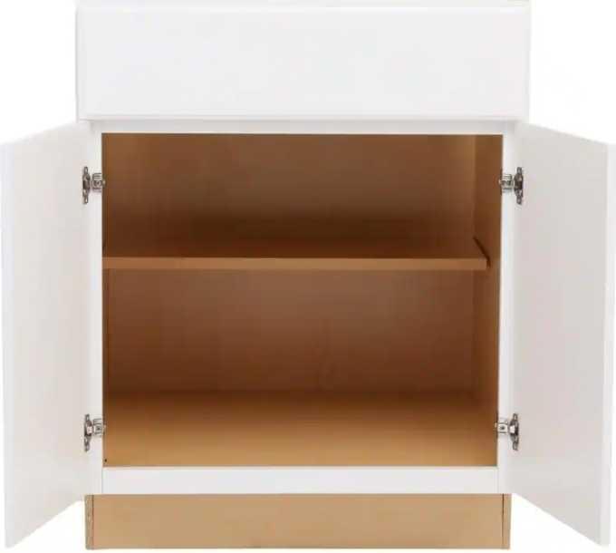 Hampton Bay Hampton 30 in. W x 24 in. D x 34.5 in. H Assembled Base Kitchen Cabinet in Satin White