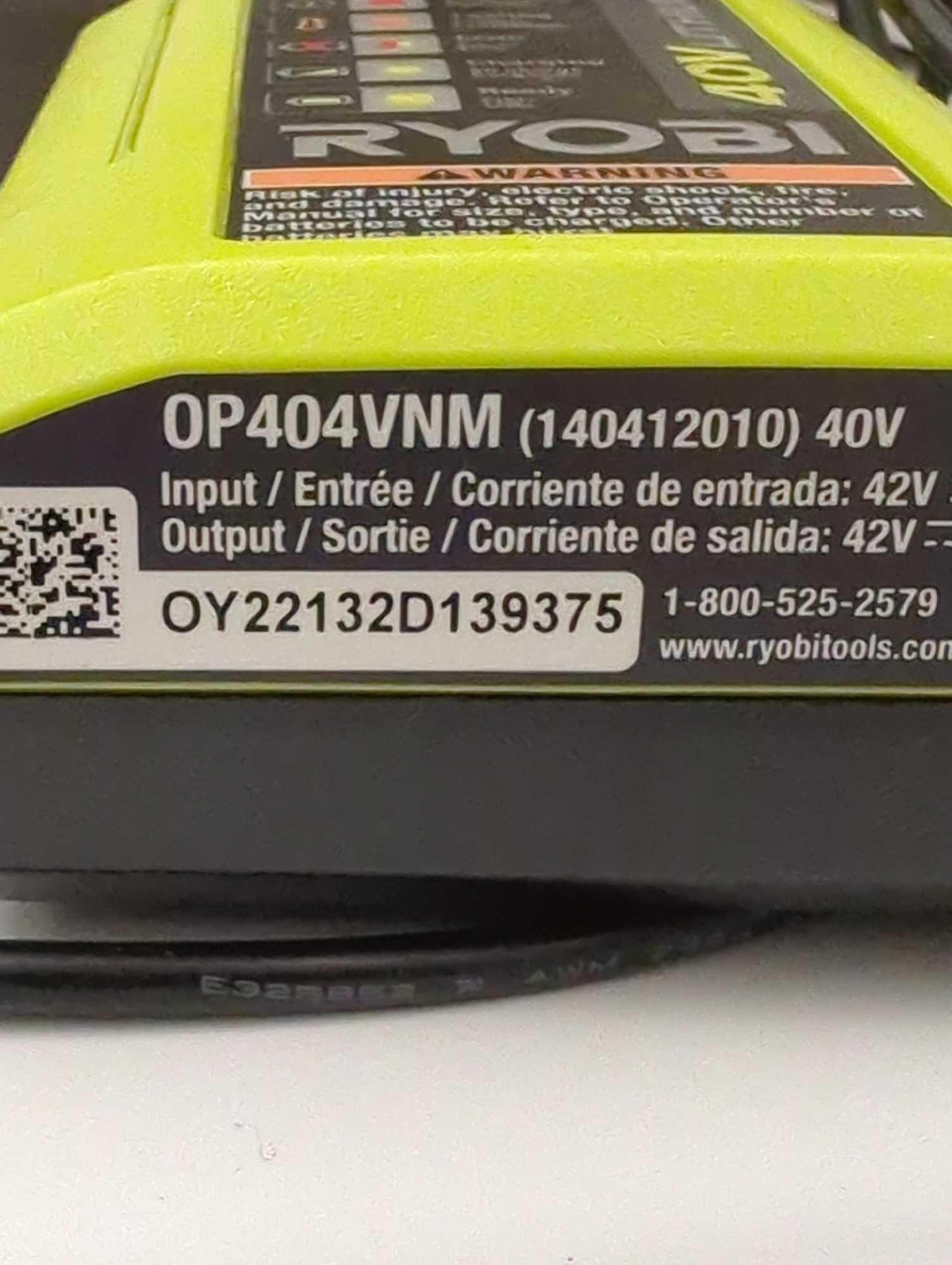 ( No Battery) Lot of 2 of RYOBI GEN2 Lithium-ion 40 Volt 40v Slim Line Compact Battery Charger