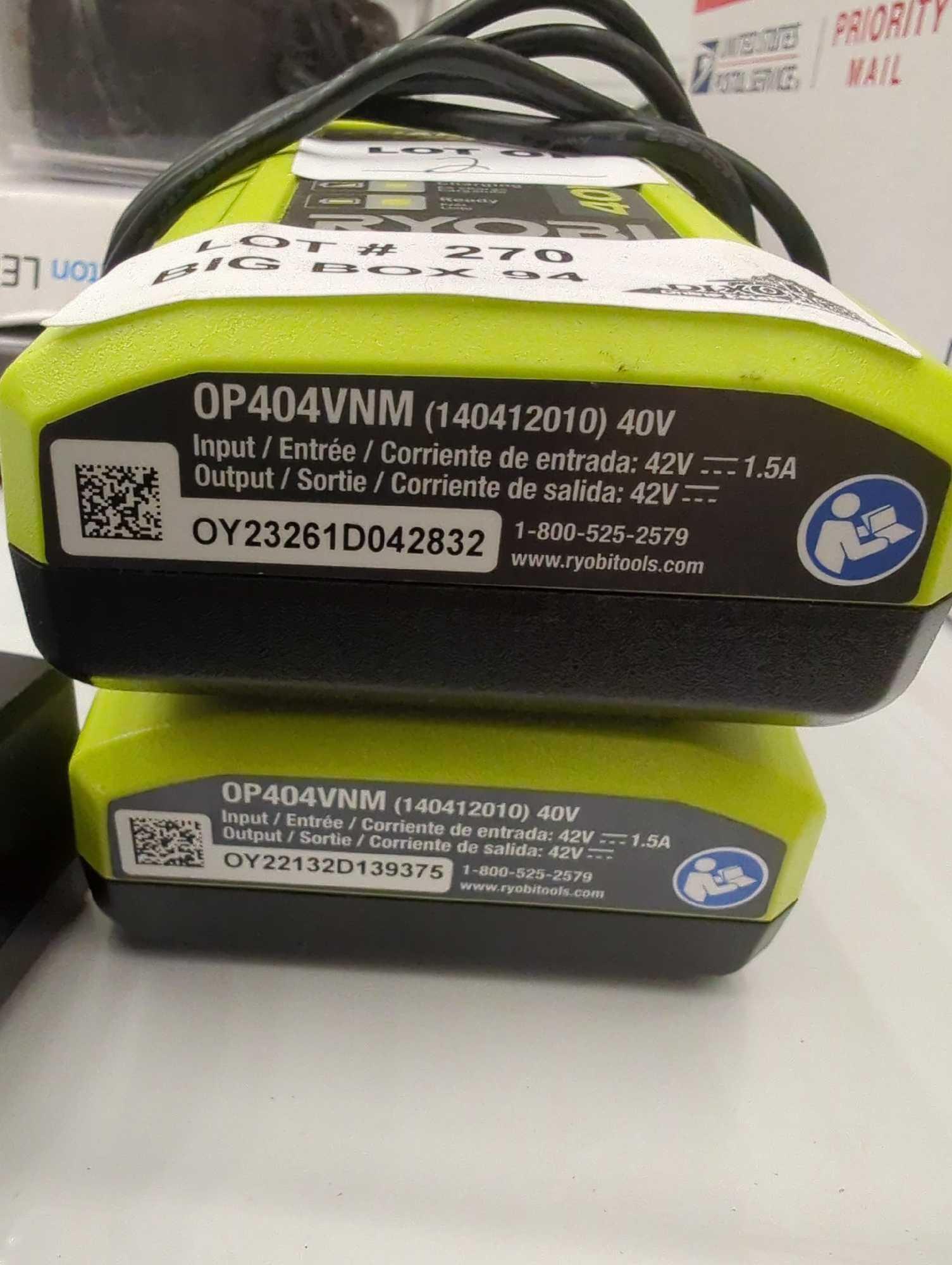 ( No Battery) Lot of 2 of RYOBI GEN2 Lithium-ion 40 Volt 40v Slim Line Compact Battery Charger