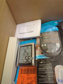 Box Lot of Assorted Items to Include Stud sensor HD25, General Combo Moisture Meter, My Touch Smart