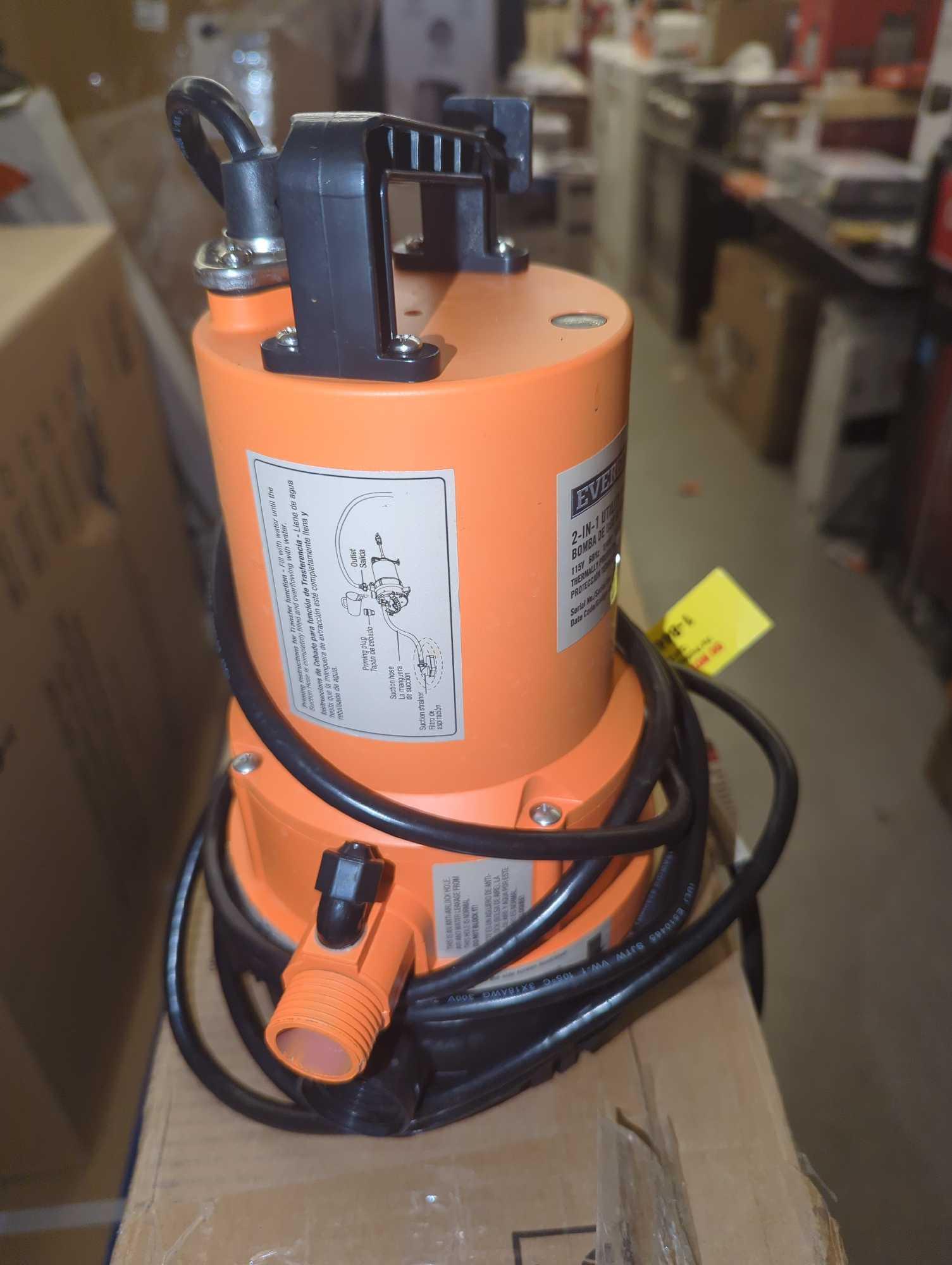 Everbilt 1/4 HP 2-in-1 Submersible Utility and Transfer Pump, Retail Price $145, Appears to be Used,