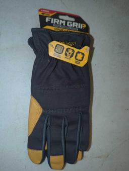 Lot of 10 FIRM GRIP Large Duck Canvas Hybrid Leather Work Gloves, Retail Price $11/Each, Appears to