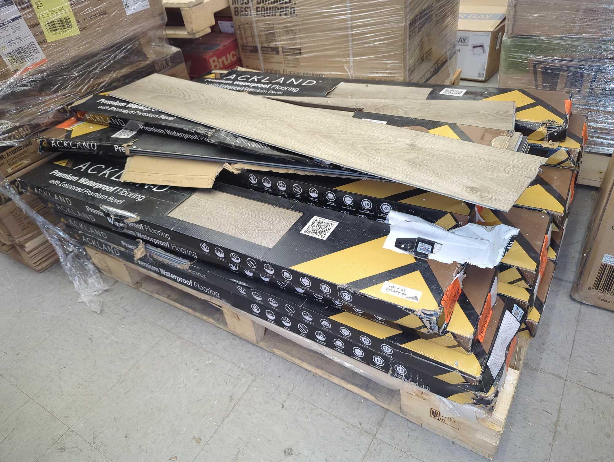 Pallet of 21 Cases of Ackland Premium Waterproof Flooring Dolostone Grey 20 Mil x 7 in. W x 48 in.
