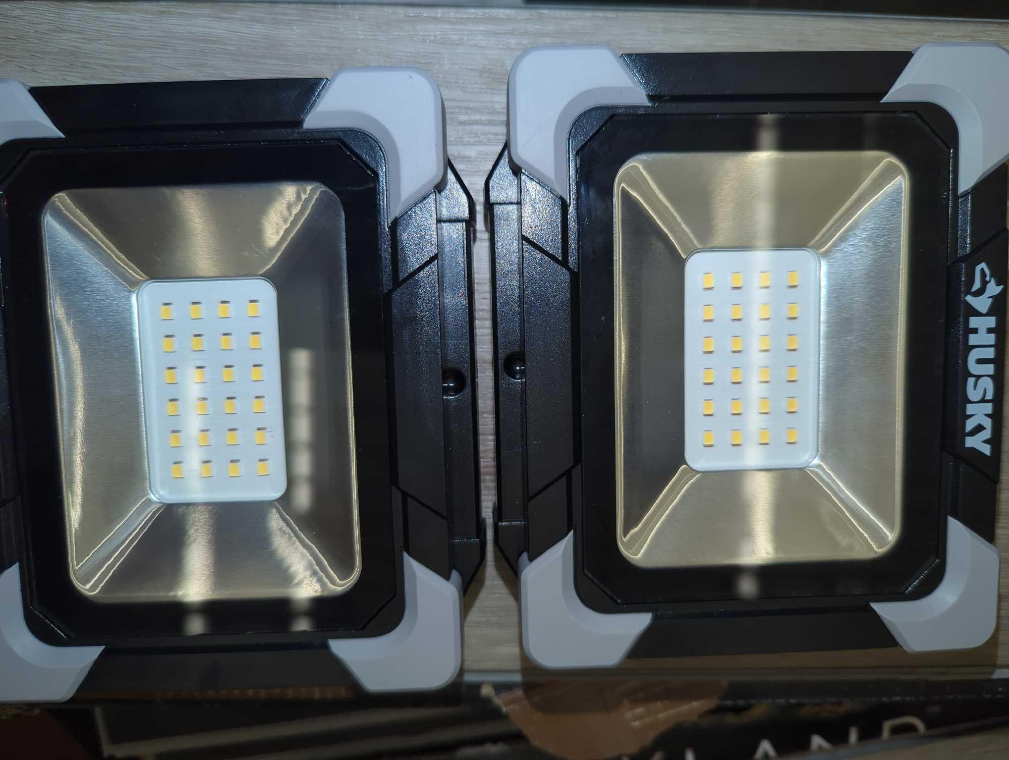 Husky 1000 Lumen Rechargeable Work Light (2-Pack), Model K40409, Retail Price $32, Appears to be