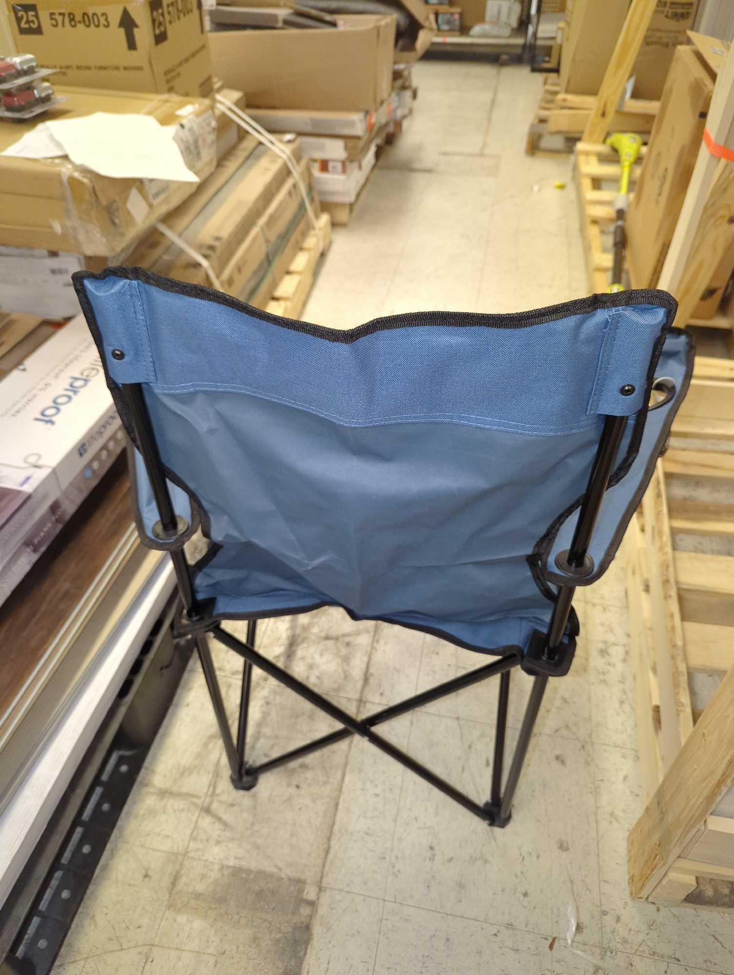 Folding Bag Chair with Cupholder in Blue, Retail Price $10, Appears to be New, What You See in the