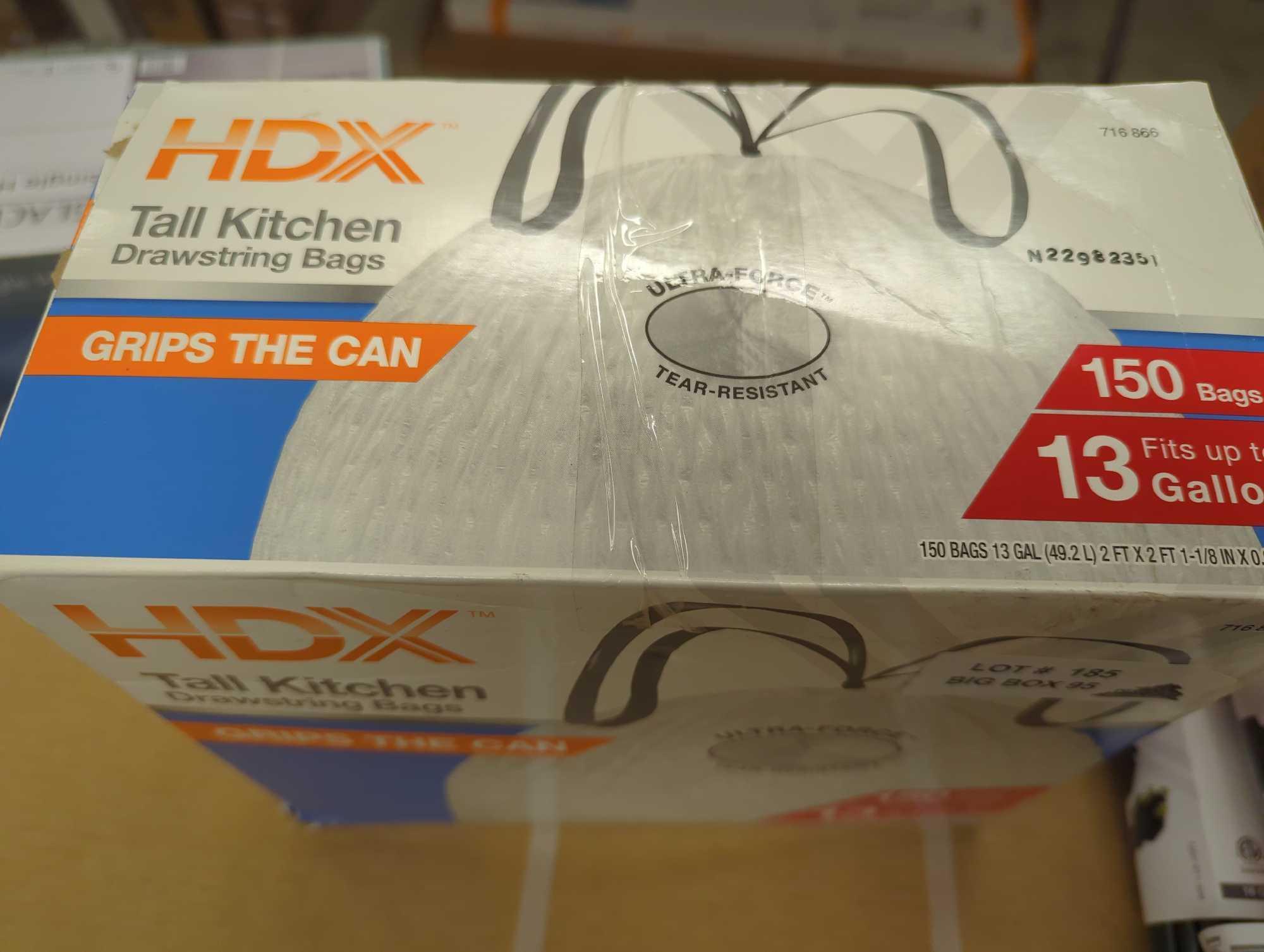 HDX FlexPro 13 Gallon Reinforced Top Drawstring Kitchen Trash Bags, Appears to be Used and is