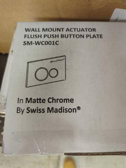 Lot of 4 Swiss Madison Wall Mount Dual Flush Actuator Push Button Plate in Chrome 0.8/1.28 GPF,