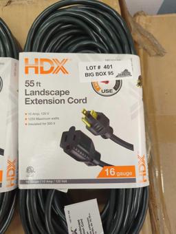 Lot of 2 HDX 55 ft. 16/3 Green Outdoor Extension Cord, Appears to be New in Factory Sealed Package