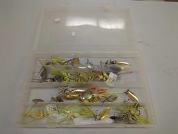 Tackle Box and contents including various fishing lures of similar style. Comes as is shown in