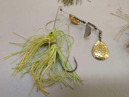 Tackle Box and contents including various fishing lures of similar style. Comes as is shown in