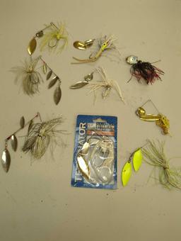 Tackle Box and contents including various fishing lures of similar style. Comes as is shown in