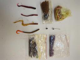 Tackle Box and contents including worms and various fishing lures. Comes as is shown in photos.