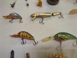 Dual-sided Tackle Box and contents including worms and other various fishing lures. Comes as is