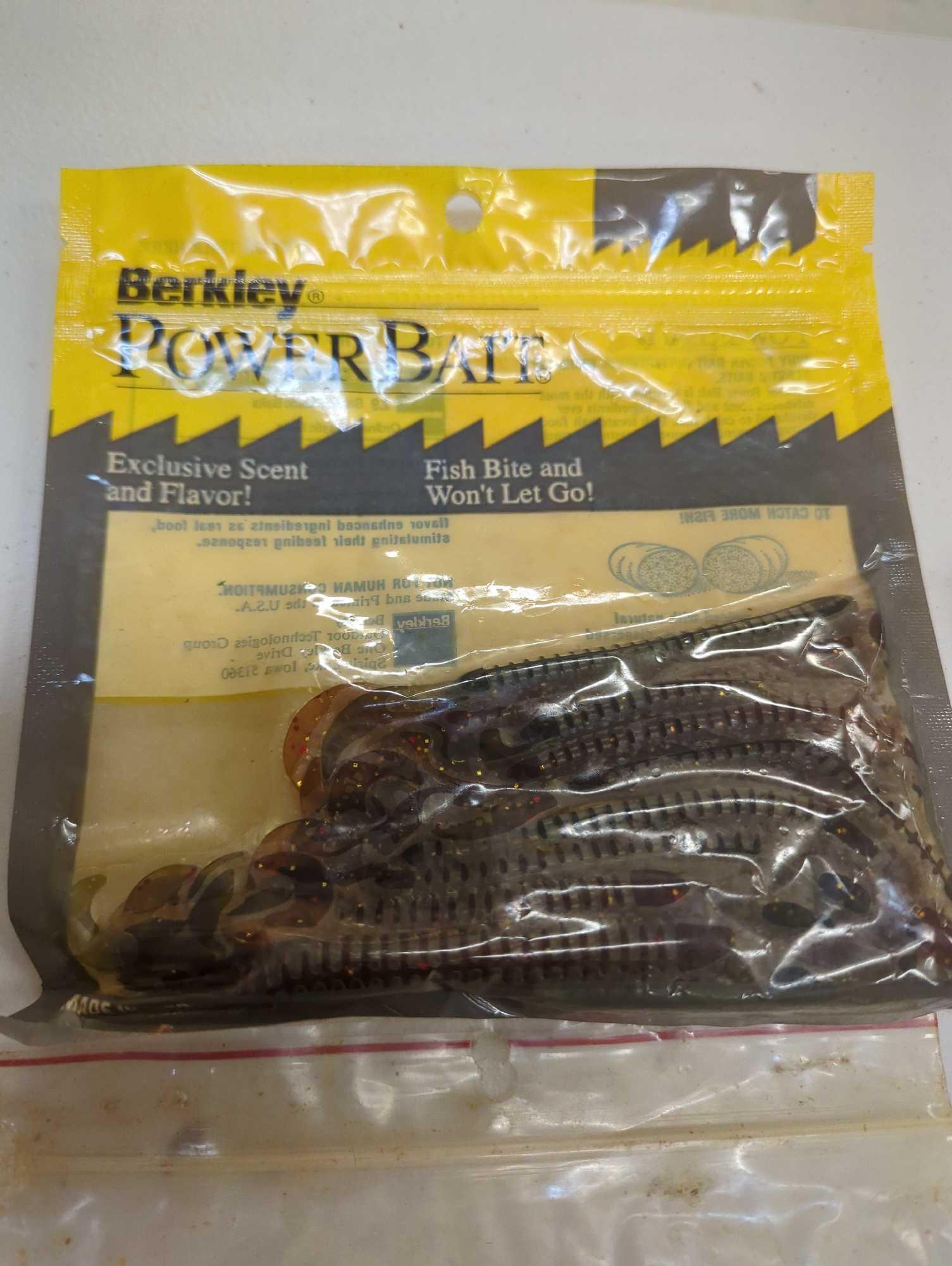 Contents of box includes fishing various fishing power baits. Comes as is shown in photos. Appears