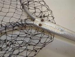 Vintage large metal fishing net. Comes as is shown in photos. Appears to be used. 19.5"W x 55"H