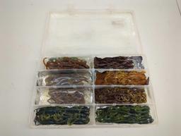 Tackle Box and contents including various fishing lures of similar style. Comes as is shown in