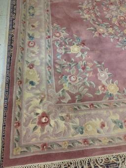 FLORAL AREA RUG, PINK, CREAM, BLUE, 121"X 98"