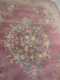 FLORAL AREA RUG, PINK, CREAM, BLUE, 121"X 98"