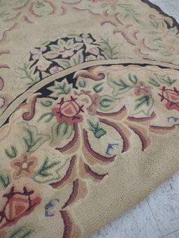 VINTAGE FLORAL MACHINE MADE AREA RUG, PINK, BROWN, CREAM 69"X43"