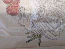 Framed Print of "Japanese Woodblock Rooster" Unknown Artist, Approximate Dimensions - 16" x 12",