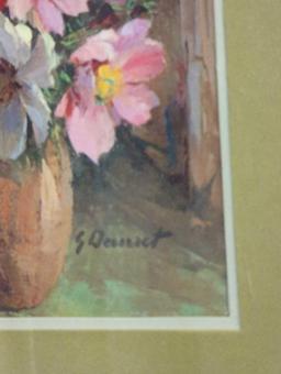 FRAMED AND DOUBLE MATTED STILL LIFE PRINT, FLOWERS IN VASE, 12 1/2"X15 1/2"W