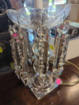 VINTAGE PRISM LAMP, 2 PRONG PLUG. IN GOOD CONDITION, 15"H WITH BULB IN 12 1/2"H W/O BULB
