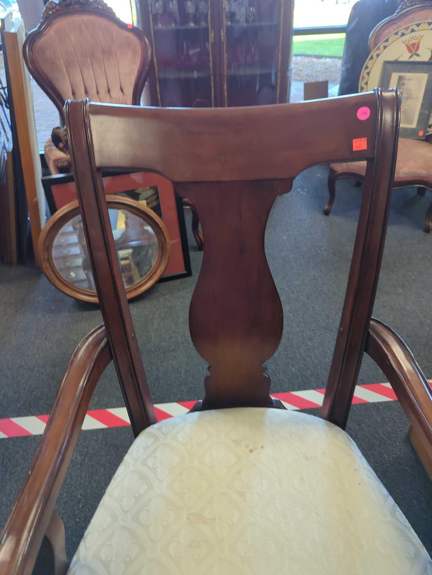 Lot of 6 Matching Queen Anne Dining Chairs to Include 2 Captains Chairs, Matches Lot Number 153,