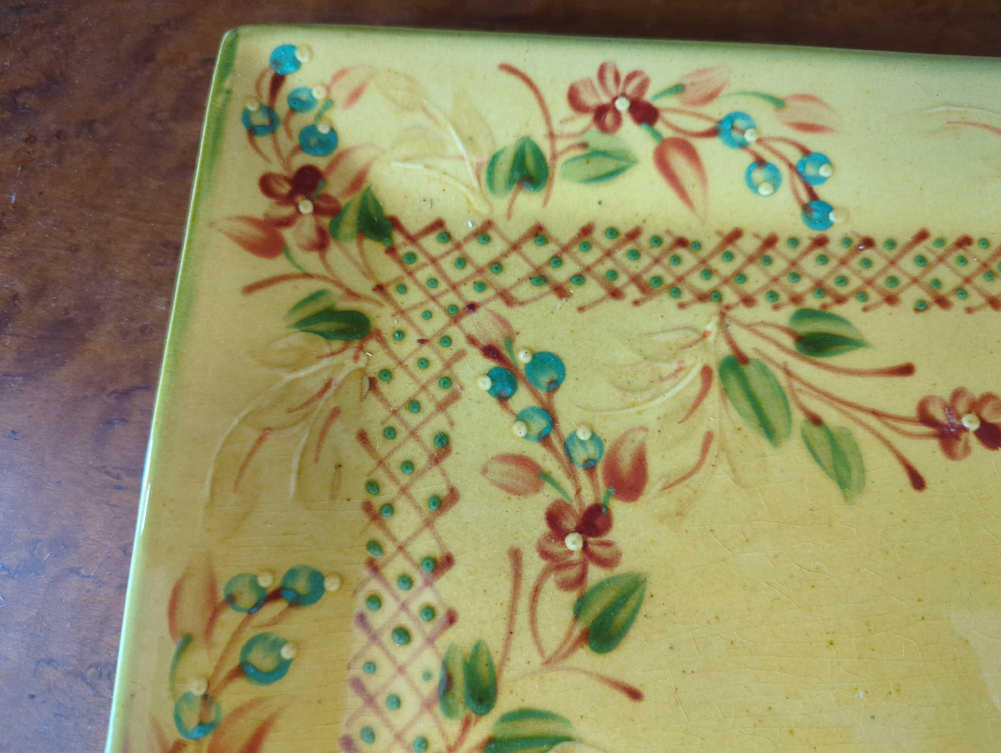 Terre e Provence Hand Painted Ceramic Tray Made in France, Measure Approximately 17 in x 11 in, What