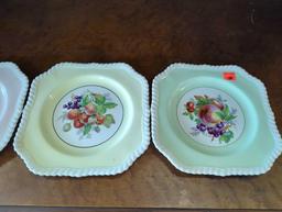 4pcs 1930s Johnson Bros England Square Sandwich / Salad Plate California Pattern, What you see in