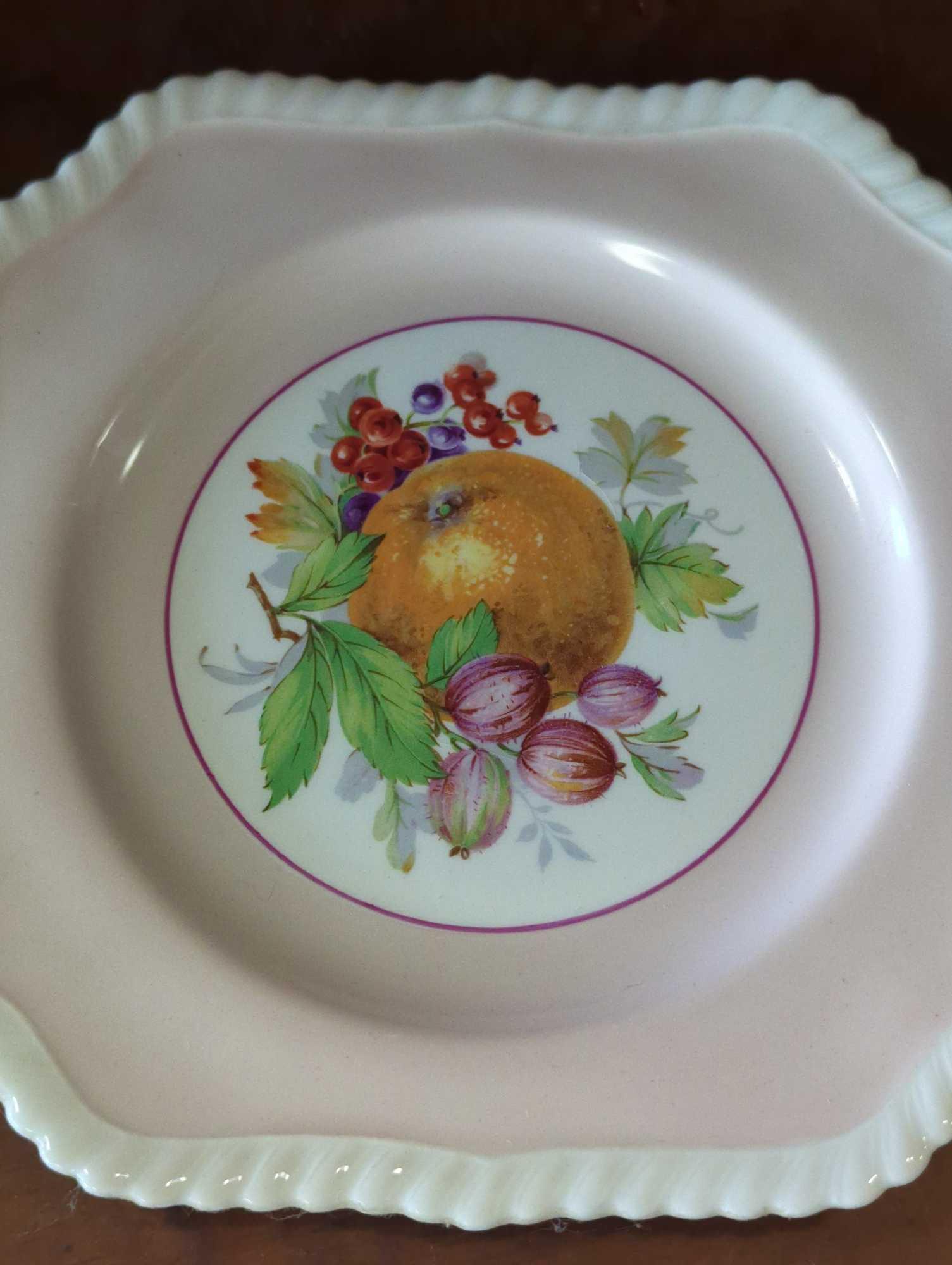 4pcs 1930s Johnson Bros England Square Sandwich / Salad Plate California Pattern, What you see in