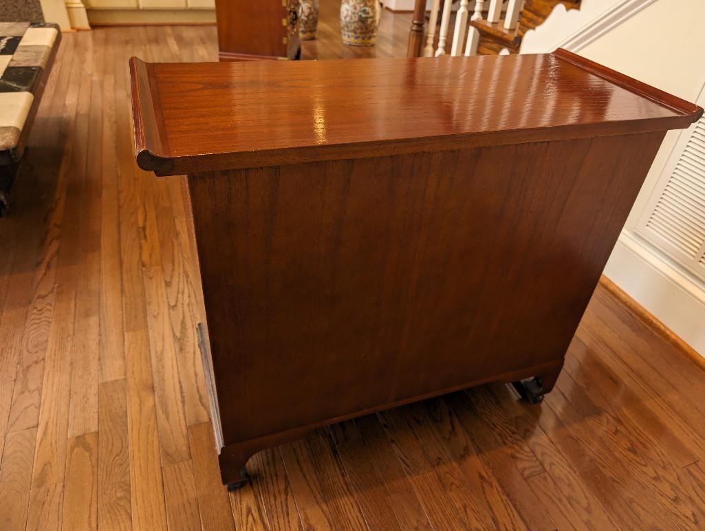 LATE 19TH CENTURY KOREAN BRASS ACCENTED TANSU CABINET. FEATURING MULTIPLE DRAWERS AND SINGLE