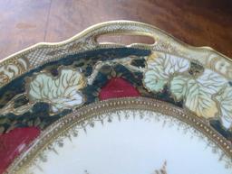 Nippon Noritake Hand Painted Platter/Plate, raised gold with gold pearls, 10" in Diameter, What you