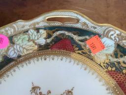 Nippon Noritake Hand Painted Platter/Plate, raised gold with gold pearls, 10" in Diameter, What you