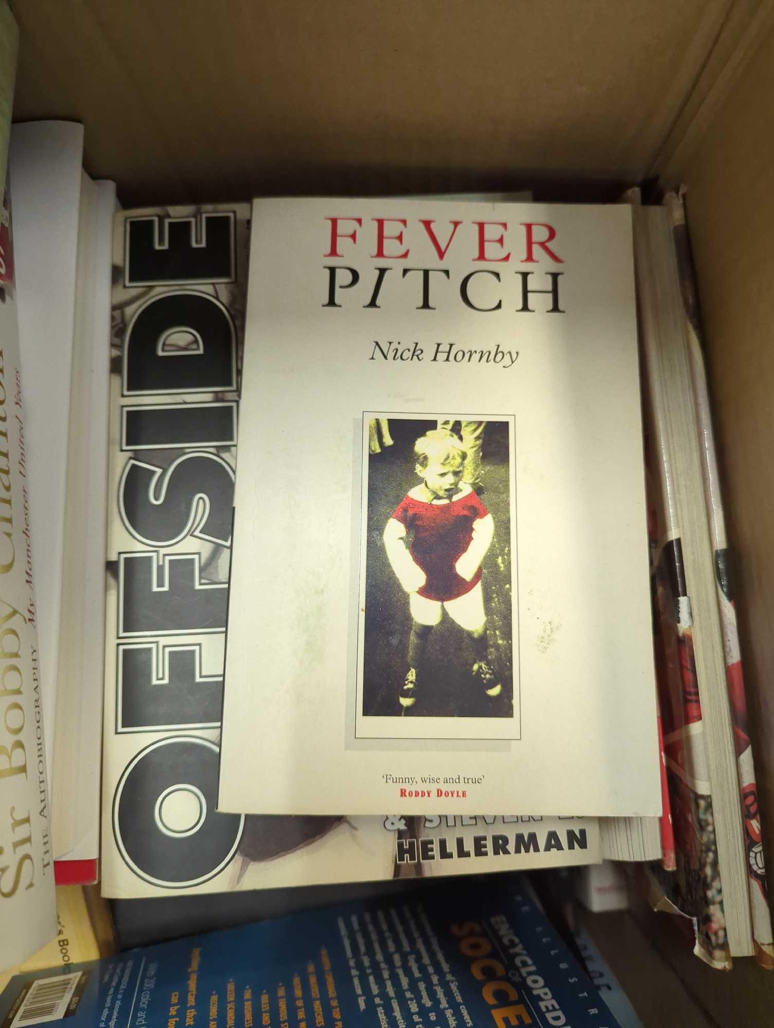 Box Lot of Assorted Books To Include, Fever Pitch, Sir Bobby Charlton, OffSide, The FA Guide to