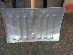 Metal Snow Shovel With Wood Handle, Measure Approximately 18 in x 45 in, Shows signs of aging What