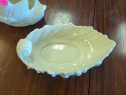 Lot of 2 Items To Include, 1930-1953 Lenox 9" Creamy White Acanthus Leaf Bowl ~ Blue / Green Stamp
